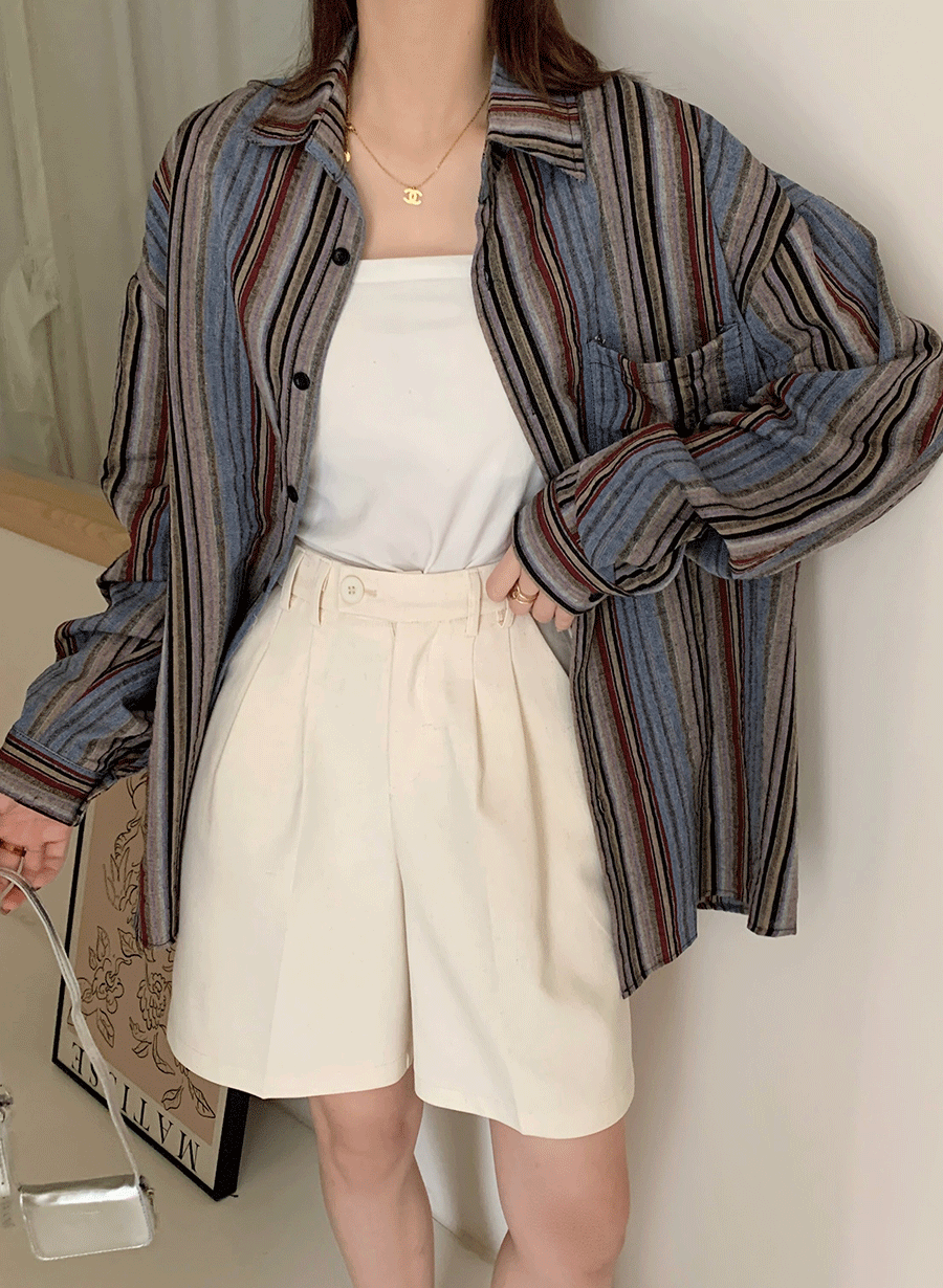 [캐주얼/데일리] 메릴 스트라이프 루즈핏 긴팔 셔츠