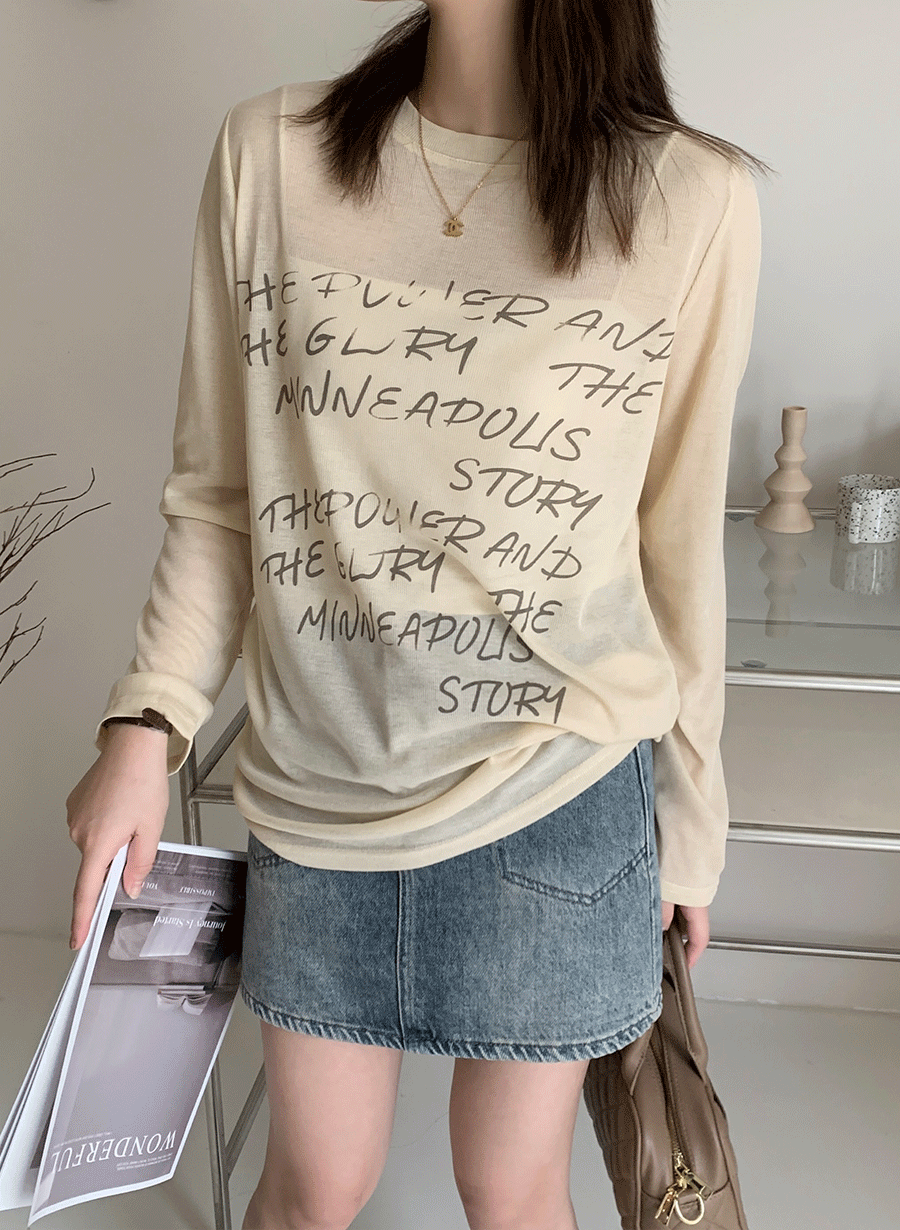 [유니크/데일리] 캘런 레터링 긴팔 티셔츠